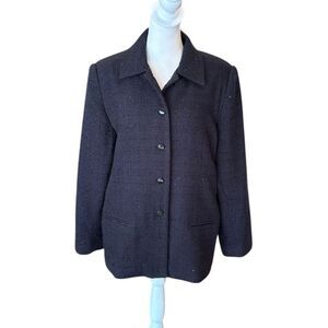 SAG Harbor Black Sparkly Blazer Jacket Button Up Collared Womens Size 16